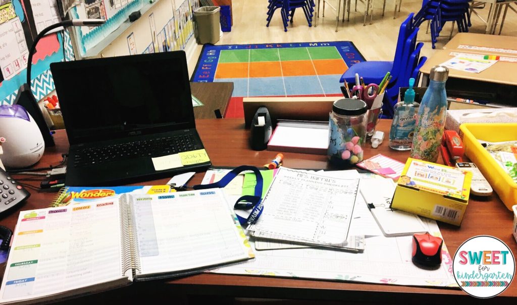 Image of a cluttered desk that needs to be organized.