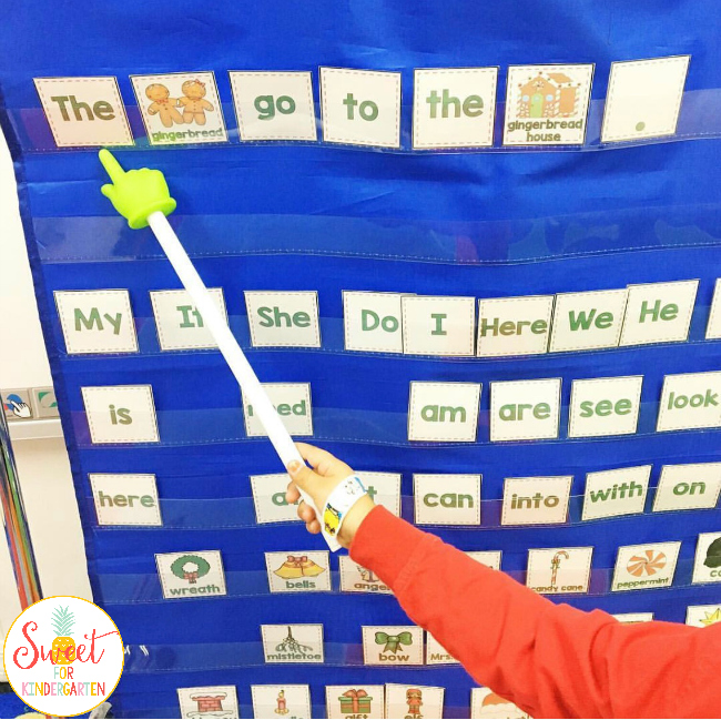 Sentence building activity in pocket chart