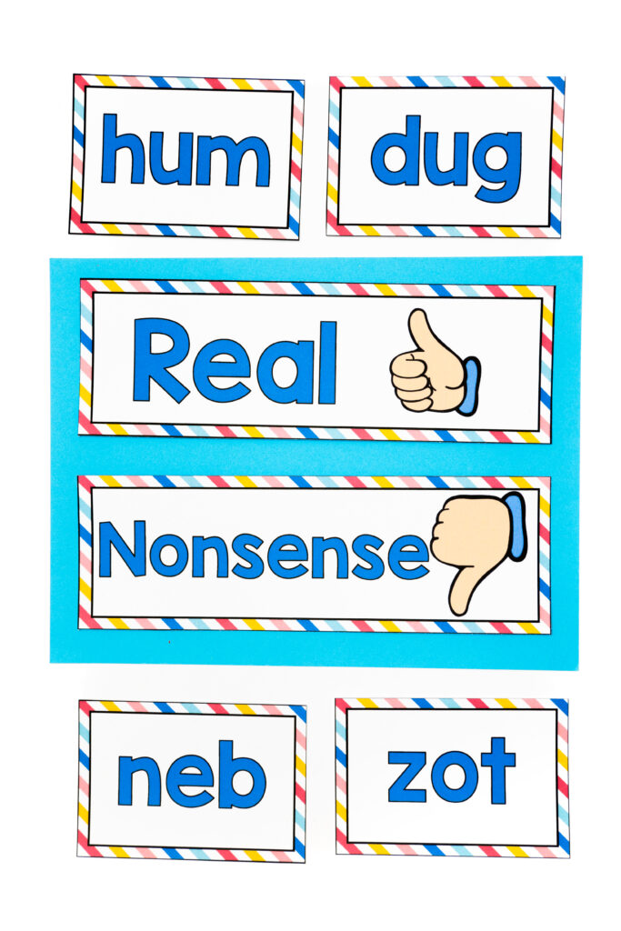 use real or nonsense word sort to build cvc fluency