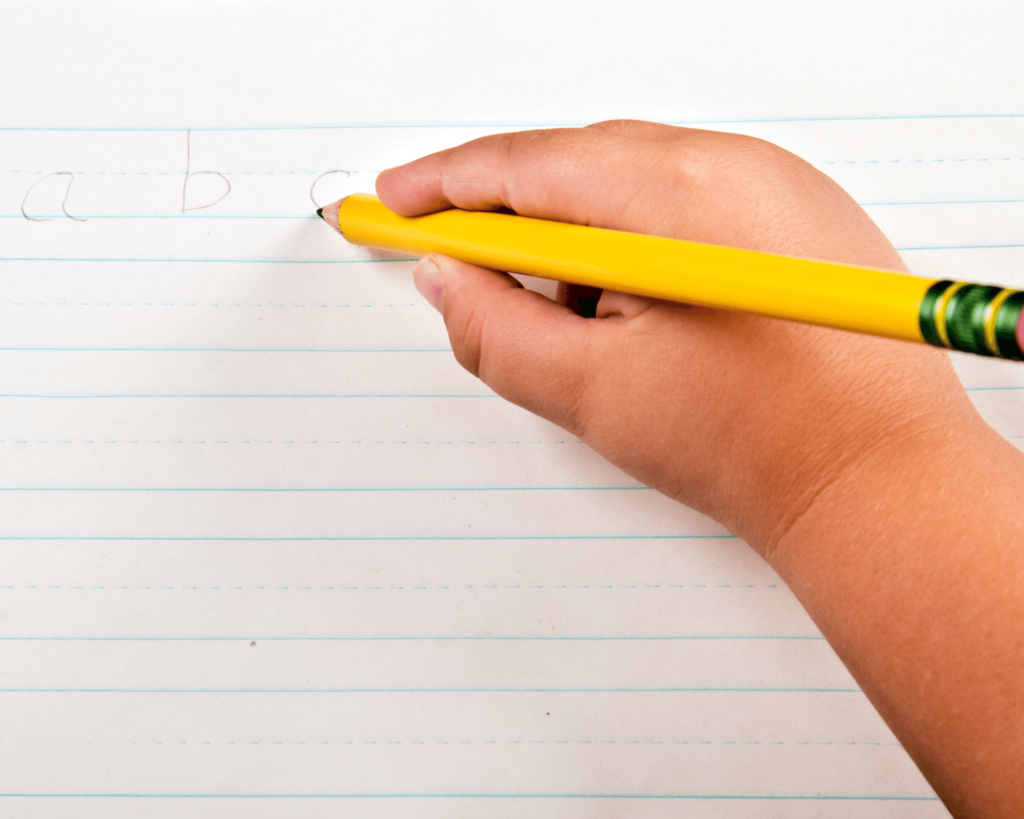 Child practicing handwriting