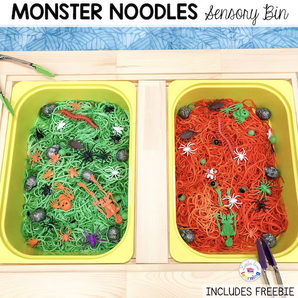 Monster Noodles Sensory Bin
