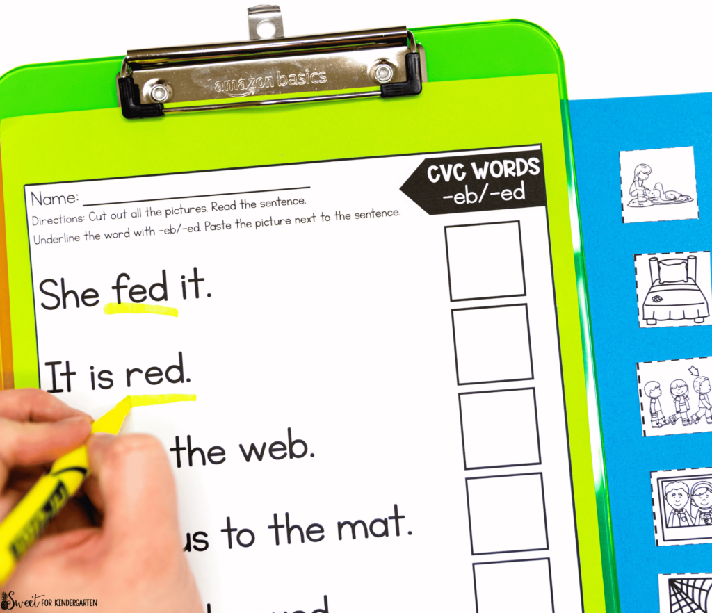 CVC Word Activity- Decodable Sentences Cut and Paste