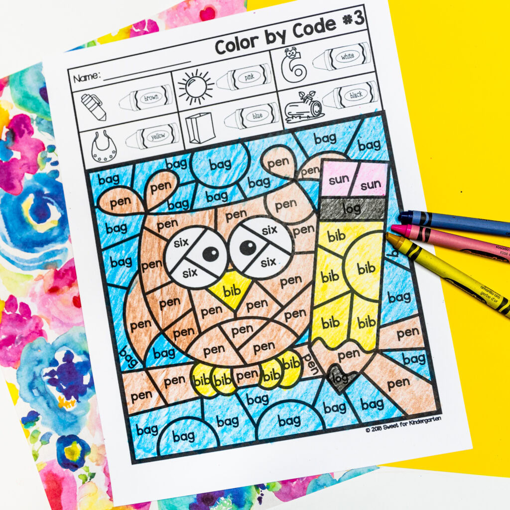 Phonics color by code worksheet