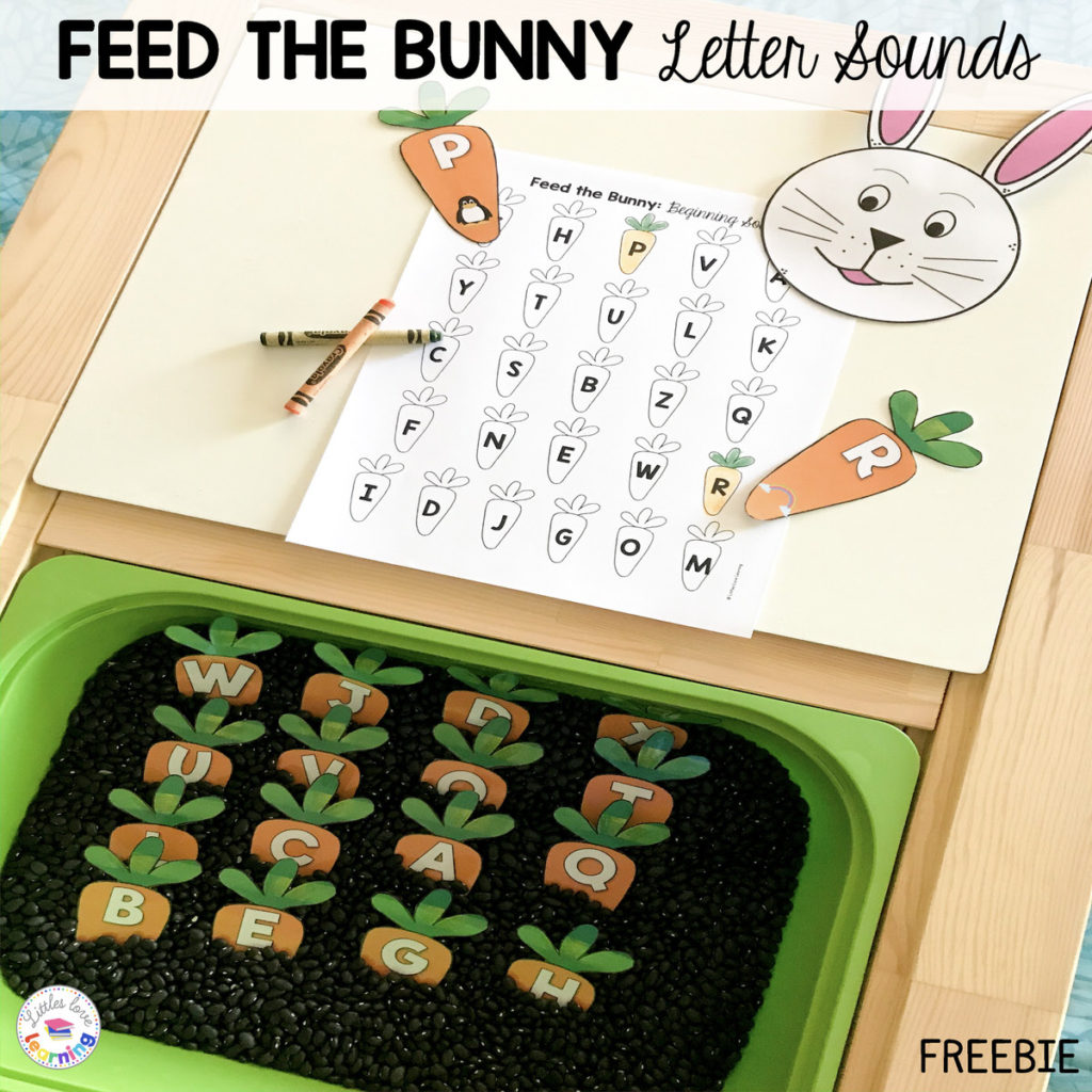Feed the Bunny Easter Sensory Bin