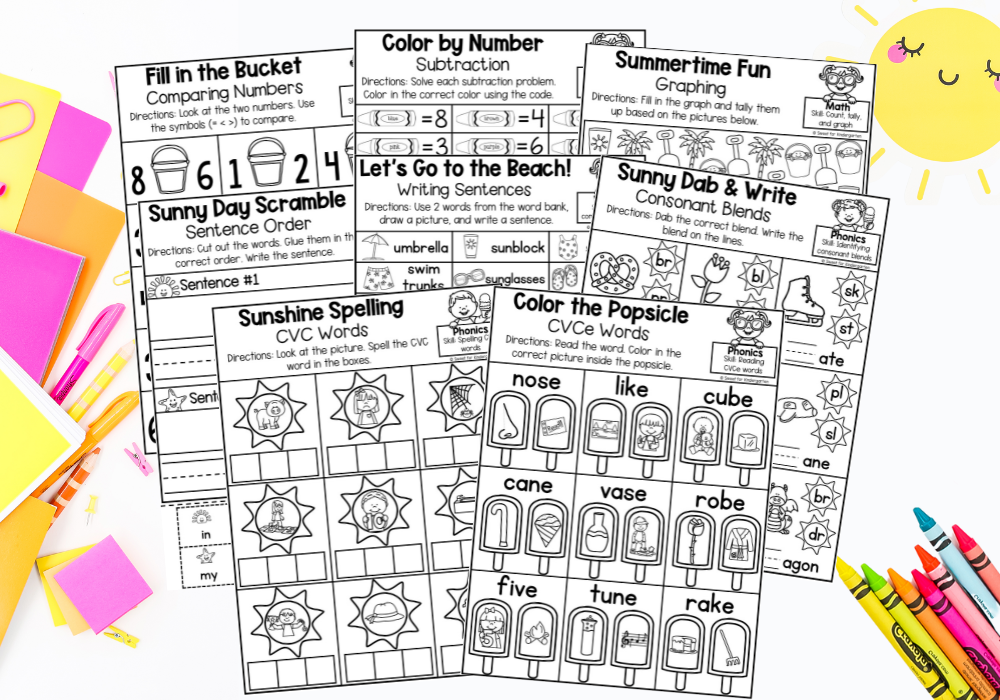 Click here for the Kindergarten Summer Review Worksheets
