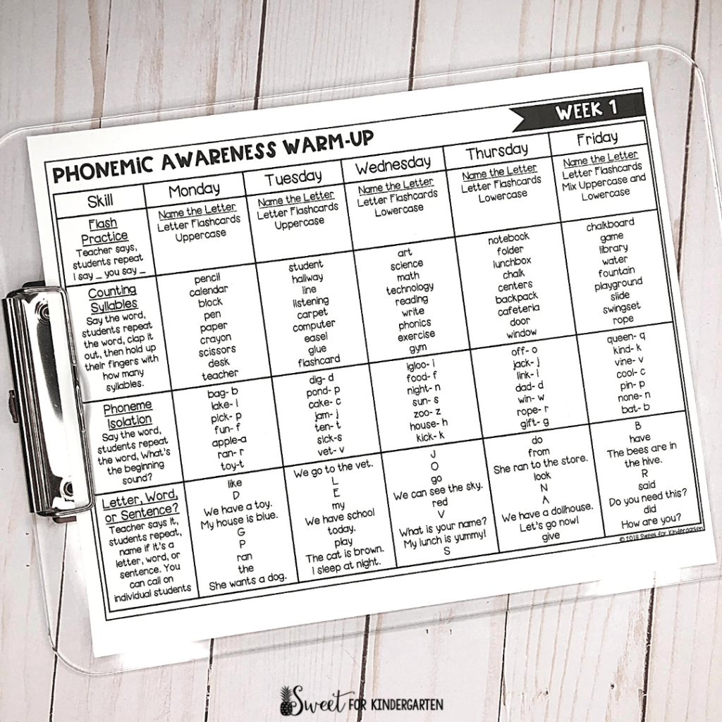 Phonemic Awareness Daily Warm Up on TPT