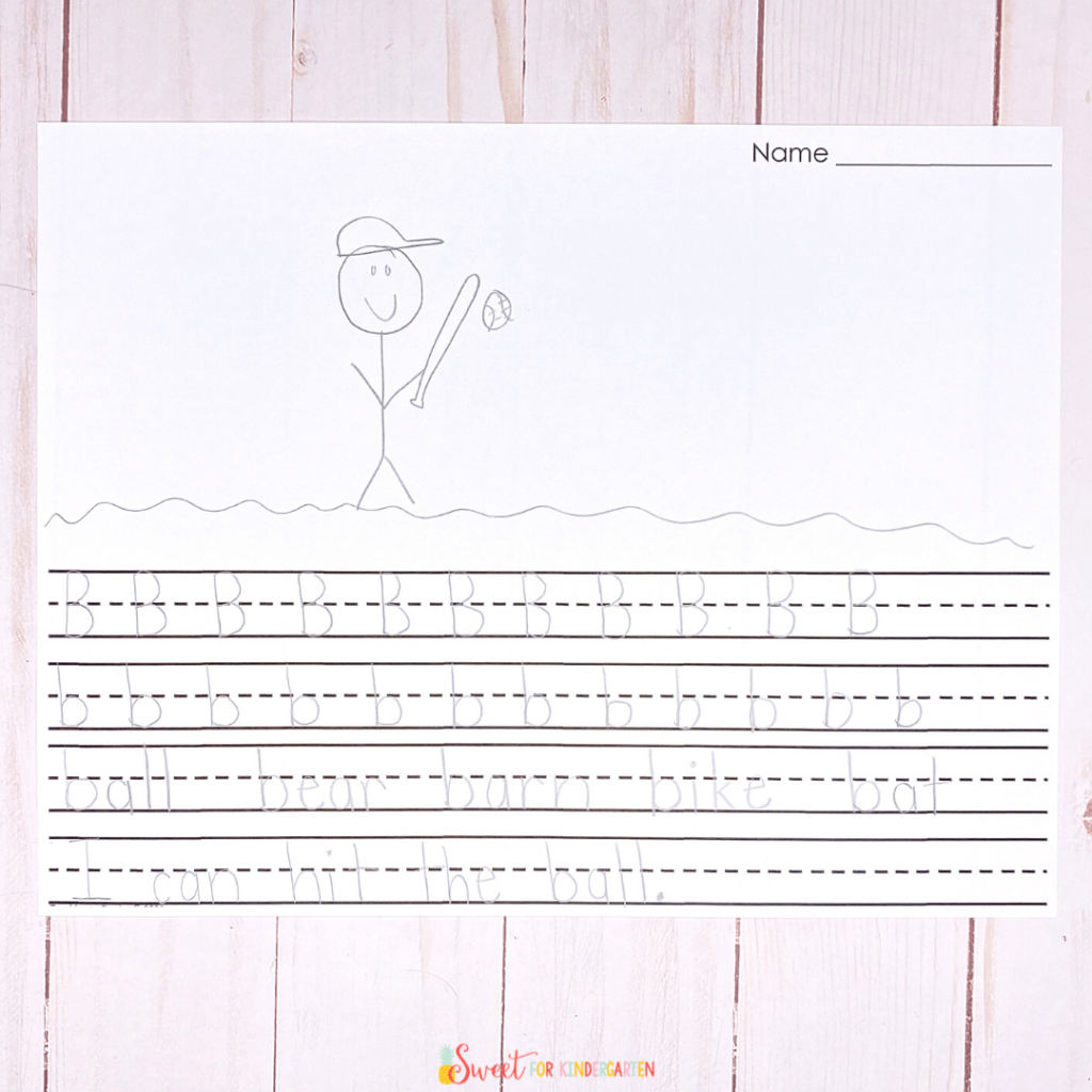 Example of a handwriting lesson