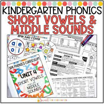 Kindergarten Phonics Short Vowels Unit | Isolating Middle Sounds | Word Families