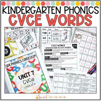 Kindergarten Phonics CVCe Words Unit | Silent e Lessons and Activities