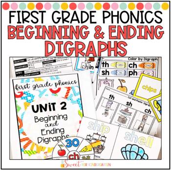 First Grade Phonics Beginning and Ending Digraphs Unit