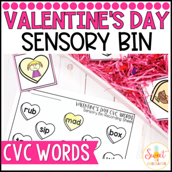 Valentines Day CVC Words or Rhyming Sensory Bin