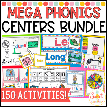 Phonics Center Activities and Games for Kindergarten and First Grade Mega Bundle
