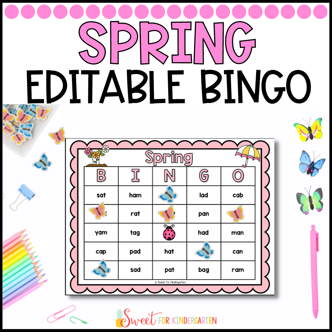 Editable Spring Bingo Game Template | Phonics Activity Review Game