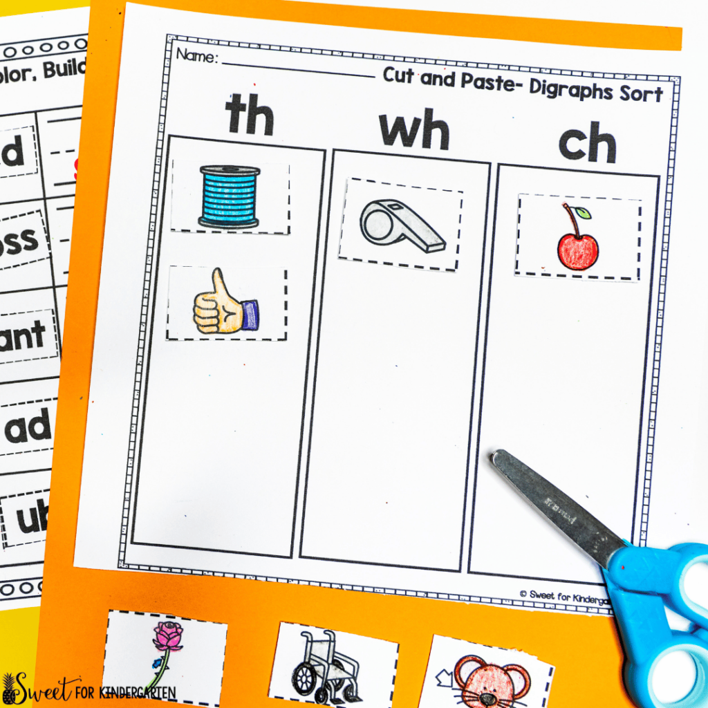 cut and paste digraph sort activity