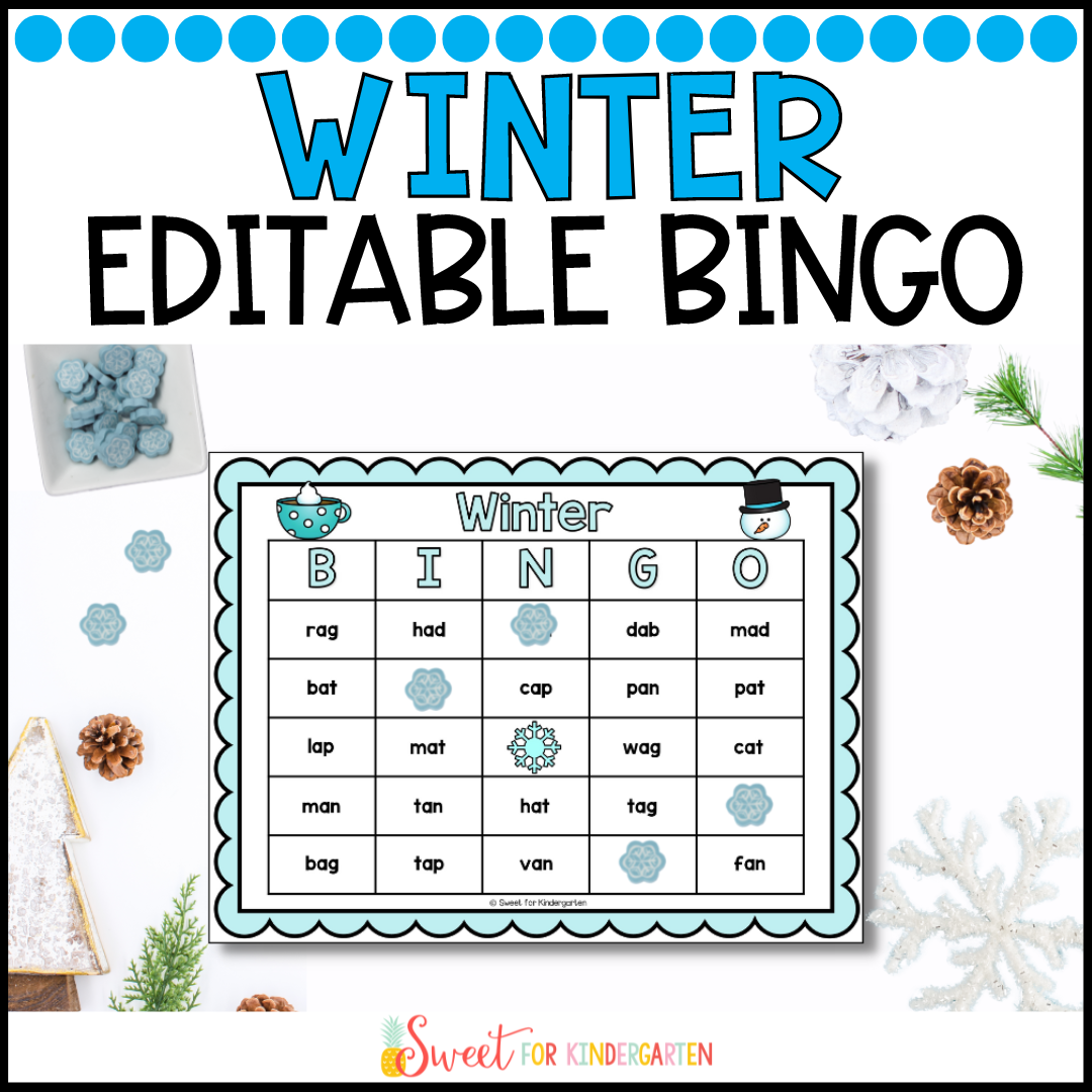 Editable Winter Bingo Game Template | Phonics Activity Review Game