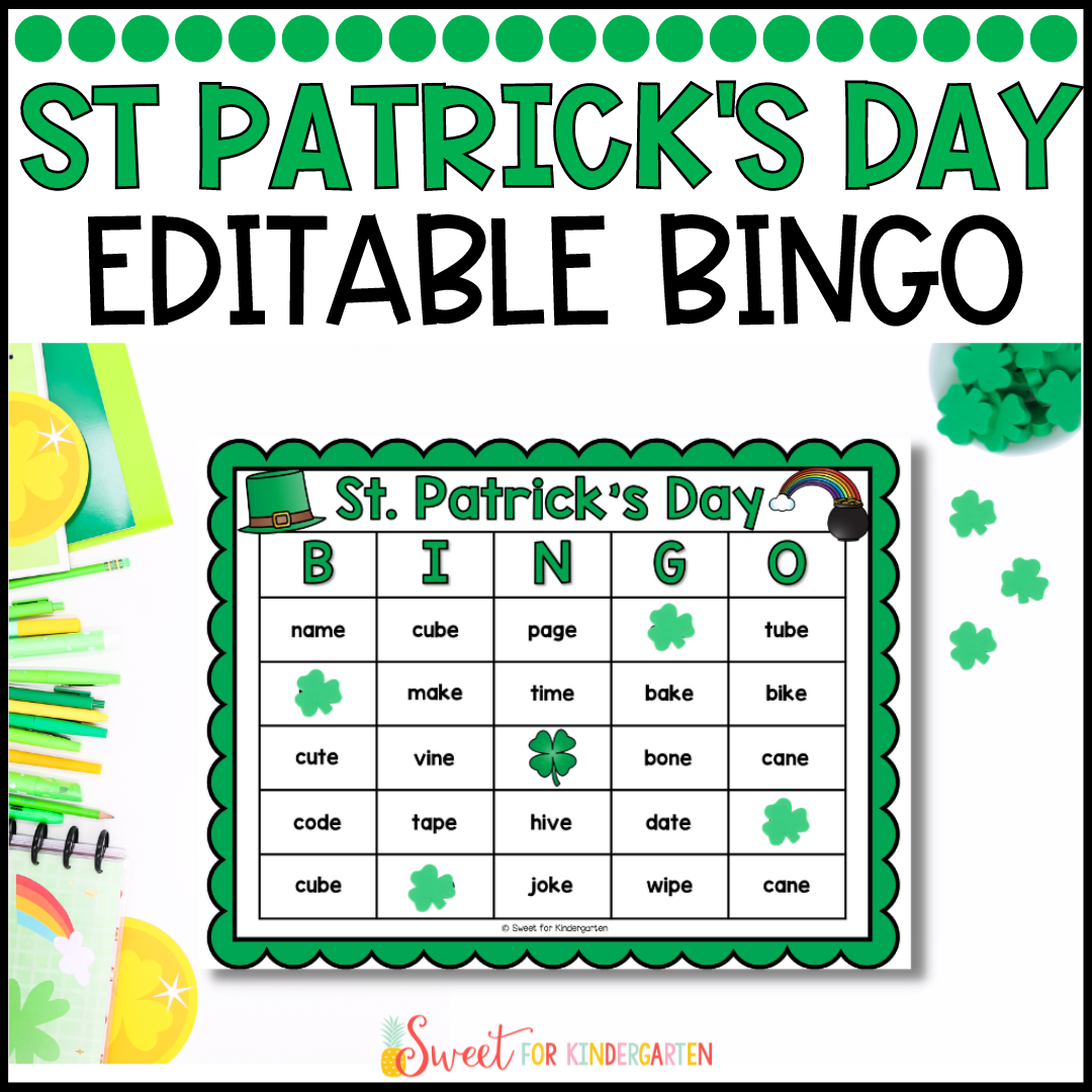Editable St Patricks Day Bingo Game Template | Phonics Activity Review Game