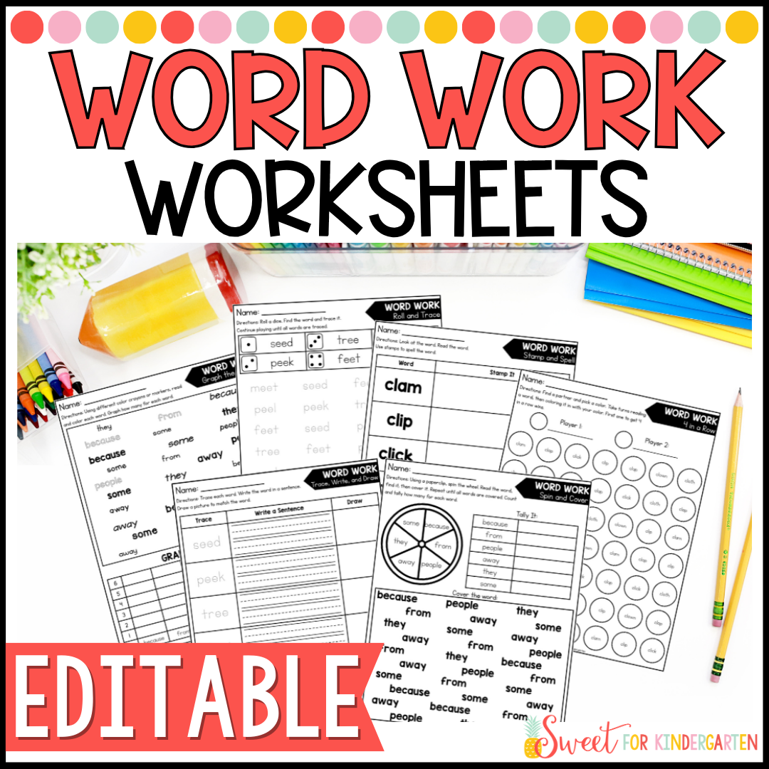 Editable Phonics Word Work Worksheets | Autofill Use Any Word List