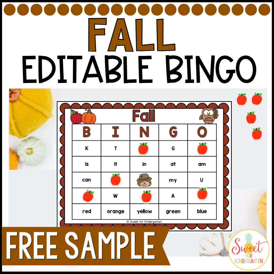 Free Editable Fall Bingo Game Template | Phonics Activity | Review Game