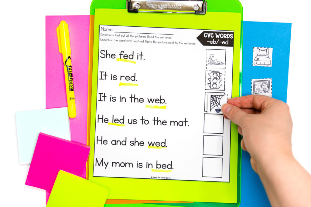 CVC Cut and Paste Decodable Sentences found in the Kindergarten bundle here.